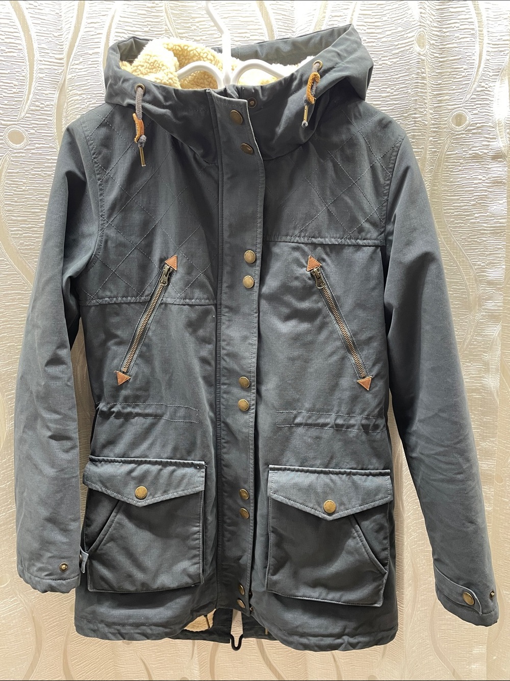 Volcom Women's Charcoal Hooded Parka Jacket